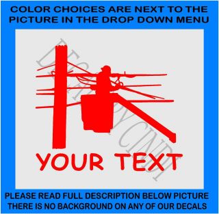 Electrical Lineman Cable Decal Vinyl Job Your Text 1030