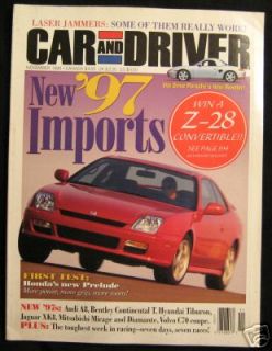Car and Driver Magazine November 1996 New Imports 97