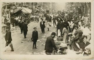 New York City NY 1910 Real Photo Vintage Postcard Jewish Market East