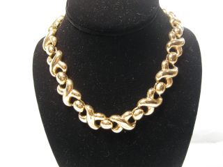 VTG FO Inc Hugs and Kisses Chain Choker Necklace Gold Plated