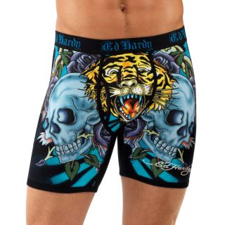 Ed Hardy Black Open Mouth Tiger Neon Boxer Brief Large