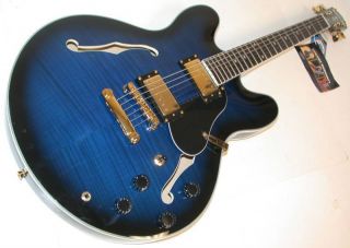 Oscar Schmidt OE30 Delta Blues Semi Hollow Electric Guitar, BlueBurst