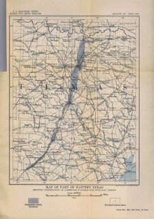 1912 Antique Engraved Map of Eastern Texas Limestones