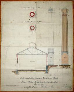 1881 Eberhardt Ober Brewing Factory Architectural Drawing Allegheny PA