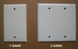Blank Plastic Electric Wall Cover Plate 1 2 Gang White