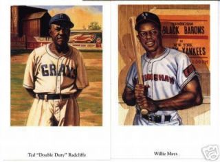 Negro League Fine Art Postcard Set Mays Gibson Irvin
