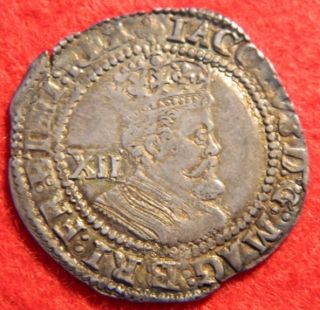 James 1st Hammered Shilling mm Lis 1623 1624 Third Coinage Sixth Bust