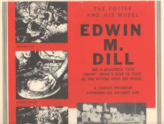 1940 Poster Edwin Dill Pottery Potters Wheel Clay