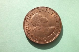 1964 elizabeth ii new zealand half penny coin unc