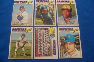 1977 Topps Milwauke Brewers Complete Set of 25 Yount