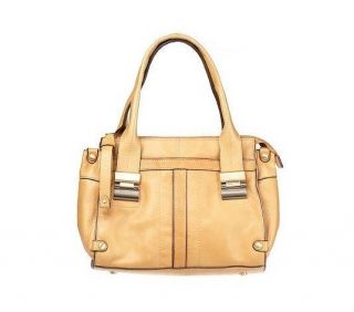 Makowsky Glove Leather Satchel with Seaming Detail & Zip Closure