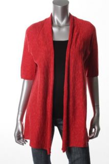 Eileen Fisher New Red Linen Raglan Elbow Sleeve Open Cardigan Top