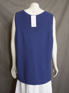 Eileen Fisher Woman Periwinkle Washable Wool Fine Crepe Knit Top Shirt