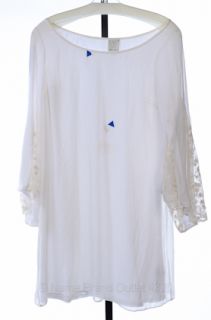 Ella Moss M 8 10 Ivory Cotton Modal LS Bell Lace Boatneck Dress $188