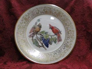  Edward Marshal Boehm Birds Plate Ornate Gold Decorative: Cardinal 1976