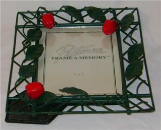 Dennis East Red Apples and Leaves Green Metal Picture Frame 5x7