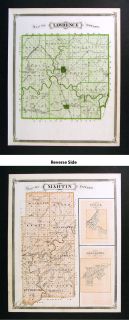1876 Indiana Map Lawrence Martin County Bedford Dover