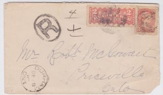 Canada Durham on 1887 Registered Cover to Priceville with Scott F1