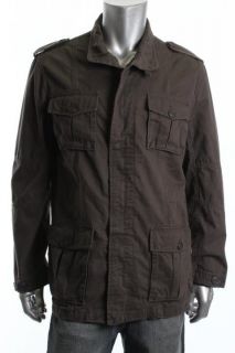 Tasso Elba New Gray Washed Twill Button Front Cargo Pocket Military