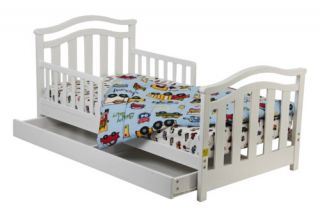 Elora Collection Toddler Bed with Drawer White
