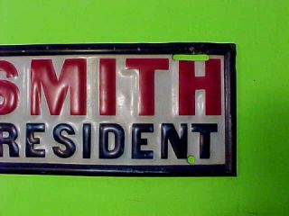 RARE Al Smith for President Lic Plate 1920s 
