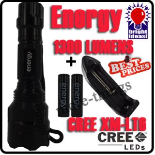  XM L T6 LED Flashlight Torch 2X 18650 Energy Battery Charger