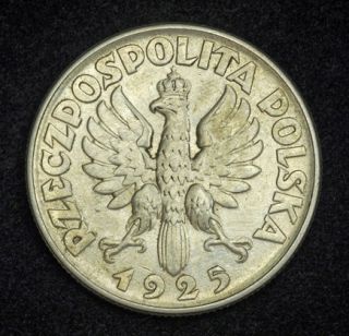 1925 Poland 2nd Republic Beautiful Silver 2 zlote Coin XF