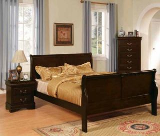 NEW LOUIS PHILIPPE CAPPUCCINO WOOD QUEEN OR EASTERN KING SLEIGH BED