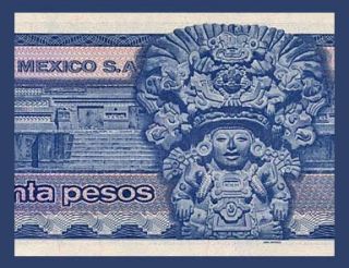 50 Pesos Banknote of Mexico 1981 KX Zapotec God UNC