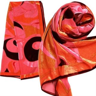 EMILIO PUCCI pink BUTTERFLY print silk viscose VELVET Shawl scarf NWT
