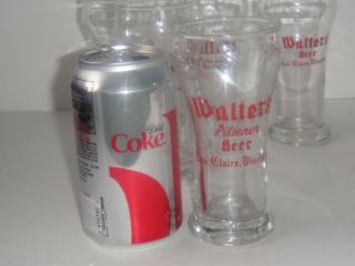 Vintage Pilsener Walters Beer Glass Lot Eau Claire Wi