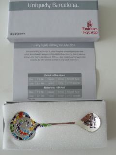 Emirates airline Dubai to Barcelona crossover Barcino silver Spoon Big