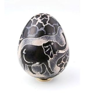 Gray Jambo Elephant Design Stone Decorative Egg Sculpture Africa Art