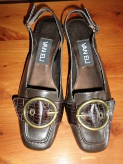 NEW VAN ELI Slingback Buckle Accent Pumps Shoes Heels Classic Career