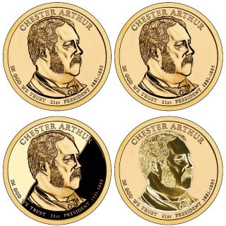 2012 Chester Arthur Dollar Coins, Reverse Proof Set
