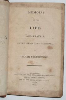 Quaker Memoirs Sarah Stephenson Phila 1807 Leather