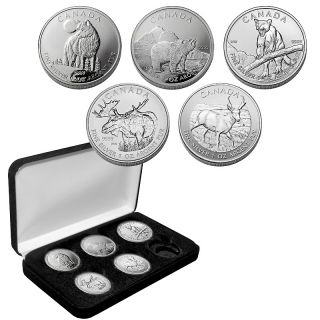  Coins Silver Coins 2011 2013 Canadian Wildlife 5 piece Coin Set