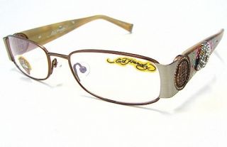 Ed Hardy EHO711 Eyeglasses EHO 711 Brown Pewter Optical Frame