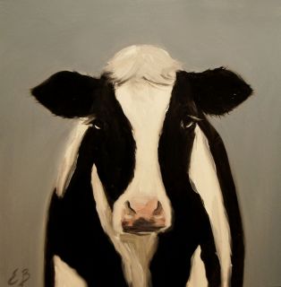 Elizabeth Barrett Original Oil Painting Impressionism Farm Animal Cow