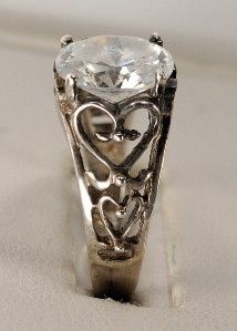 Sterling Silver Filigree Ring with Oval Crystal Prong Set Stone