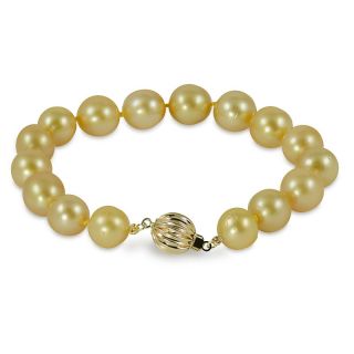  Pearls 14K Gold 10 13mm Cultured Golden South Sea Pearl 8 Bracelet