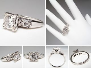 Vintage Transitional Diamond Engagement Ring 14K White Gold skubr0099