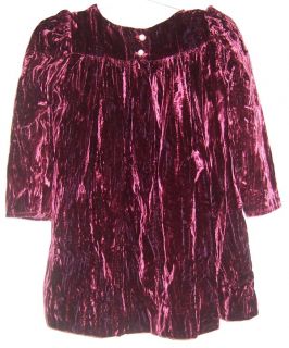 Cranberry Crushed Velvet Holiday Dress~Girls Sz 4T~Sarah Kent