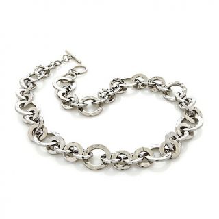 stately steel hammered circle link 17 12 necklace d 20121022180940917