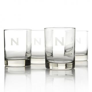  Barware Monogrammed Set of 4 14 Ounce DOF Glasses with 1 Initia
