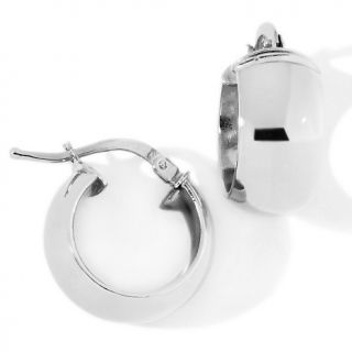 14K White Gold Polished Round Hoop Earrings