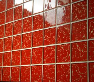 Glass Mosaic Tile Red Gold Kitchen Spa Bathroom Bar 203