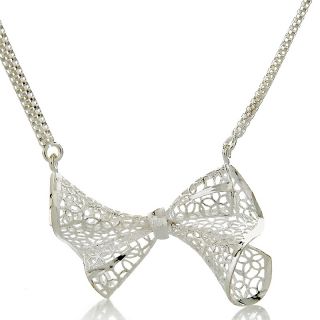  Argento E Vanita Lace Design Bow Sterling Silver 17 Drop Necklace