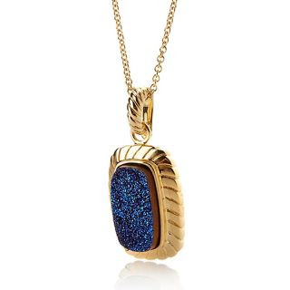  Pendants Gemstone Cobalt Blue Drusy Vermeil Pendant with 18 Chain