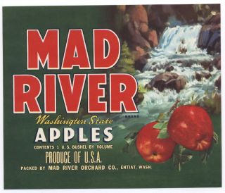 Mad River Vintage Entiat WA Apple Crate Label Labels G